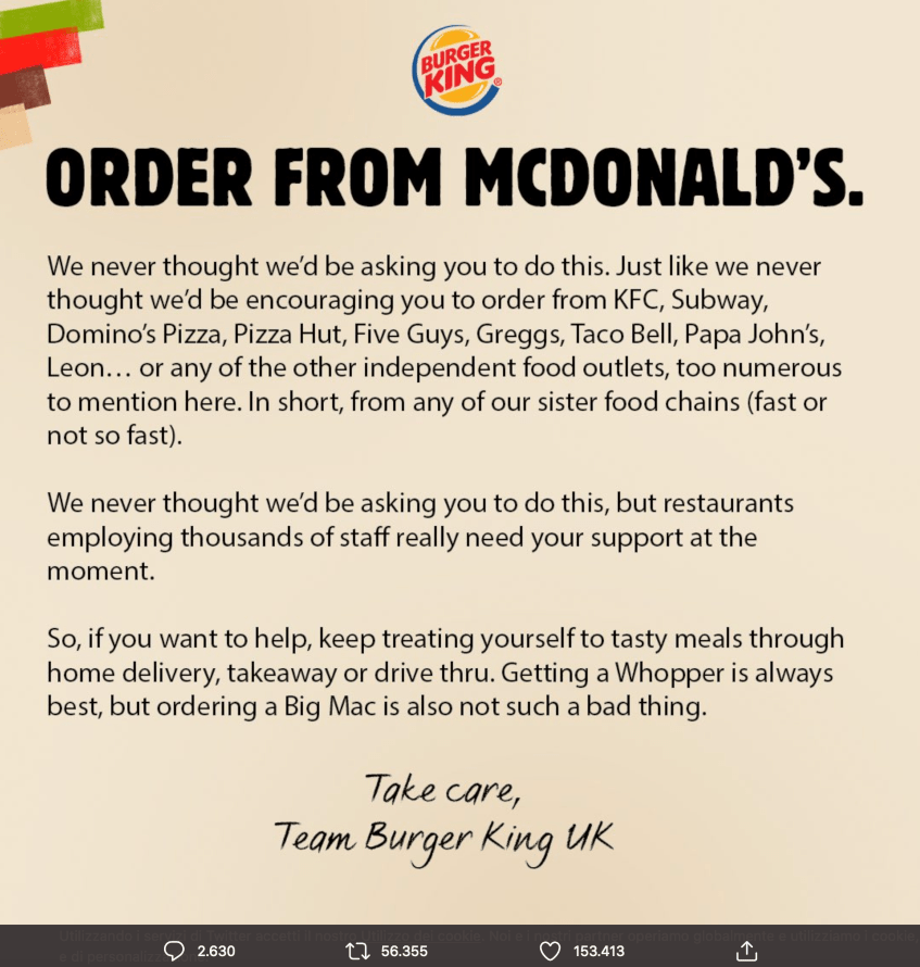 Burger King invita ad acquistare da McDonald’s!